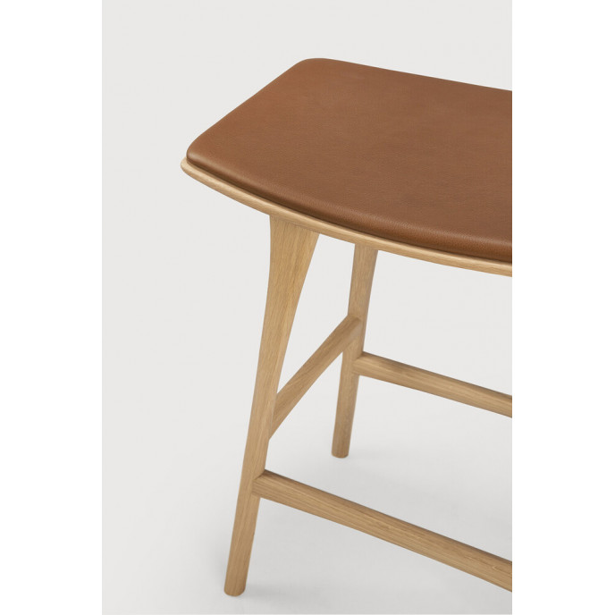 Tabouret de bar Osso en chêne - cuir cognac Ethnicraft