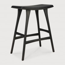 Tabouret de bar Osso en chêne brun - cuir marron Ethnicraft