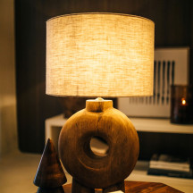 Lampe de table en bois de manguier D 48 x H 82 cm Lampedusa - Brun Pomax
