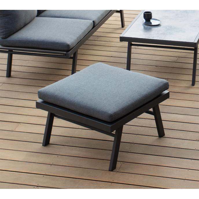 Table Basse Ottoman avec coussin Polofa - Anthracite Les Jardins