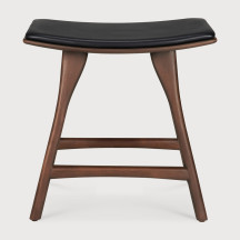 Tabouret Osso en teck brun - cuir noir Ethnicraft