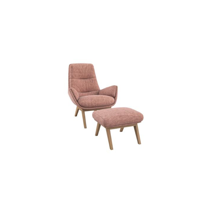 Fauteuil Moro Tissu Magnolia Pieds en chêne Flexlux