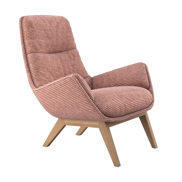 Fauteuil Moro Tissu Magnolia Pieds en chêne Flexlux