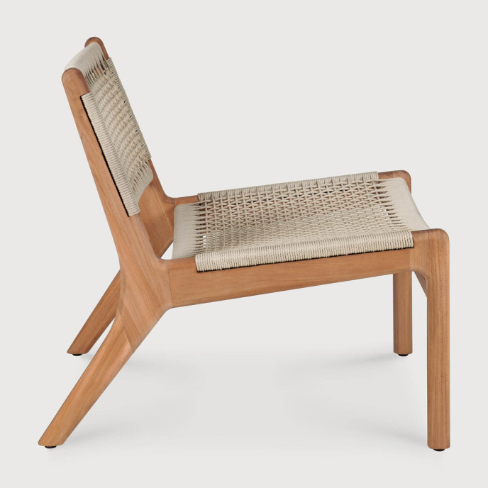Fauteuil Jack en teck & tissu tressé beige Ethnicraft