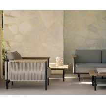 Fauteuil Corbey aluminium & tissu - couleur gris Ethnicraft