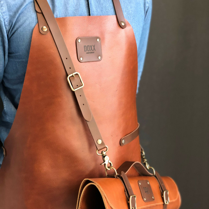 Tablier en cuir Cognac Doxx