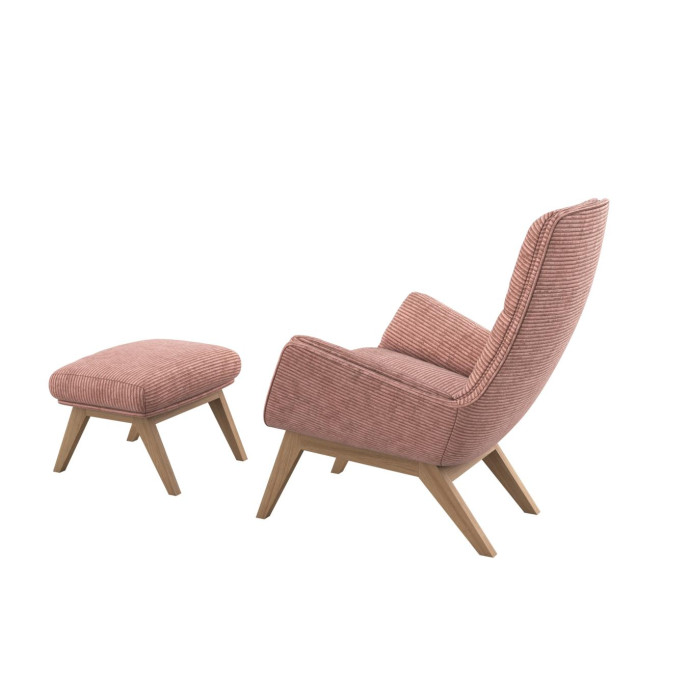 Repose-pieds Moro Tissu Magnolia Pieds en chêne Flexlux