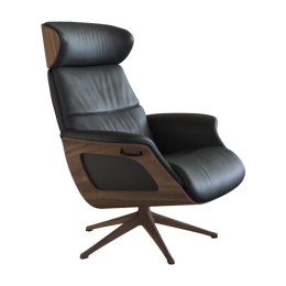 Fauteuil Clément Medium Tissu Savoie Pieds Noyer Satin Platine Flexlux