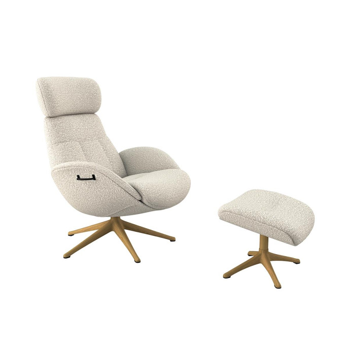 Repose-pieds Elégant Tissu Roma Blanc cassé Flexlux