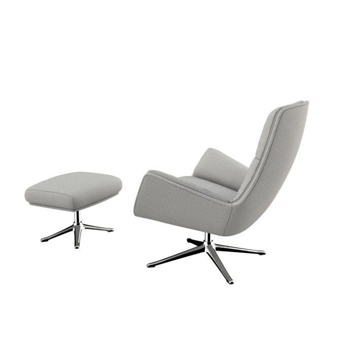 Repose-pieds Moro Tissu Firenze Pieds en Aluminium Gris lunaire Flexlux