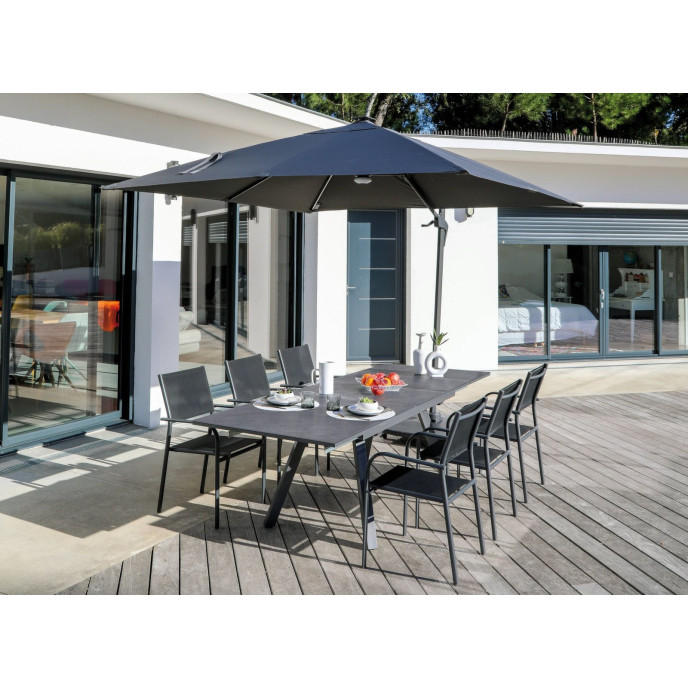 Table Agra 150/200/250 cm - Graphite et Anthracite Proloisirs