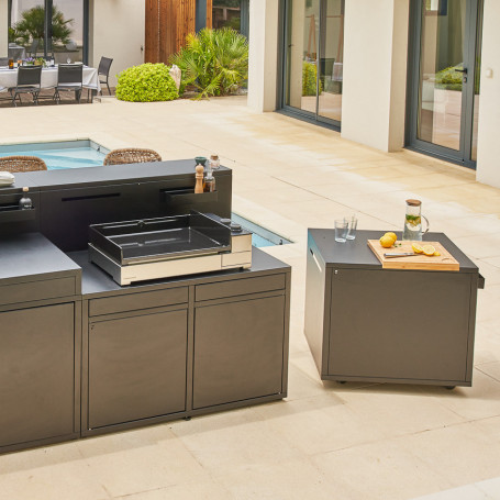 Desserte roulante acier fermé noir Forge Adour