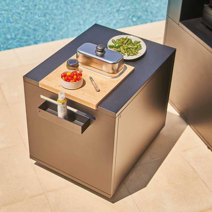 Desserte roulante acier fermé noir Forge Adour