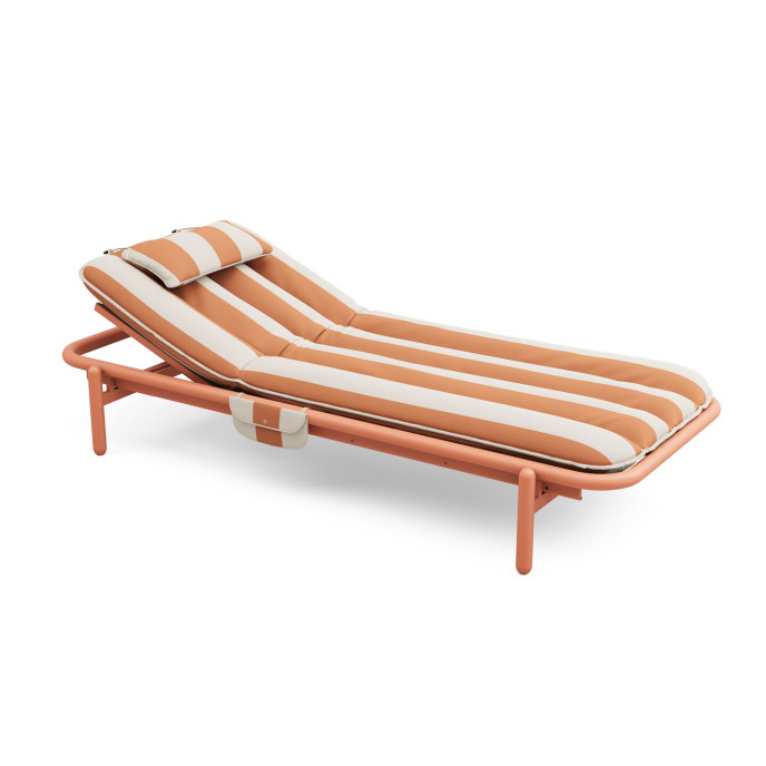 Lit de repos d’extérieur Sunbun Terracotta / Stripe Orange Creme Fatboy®