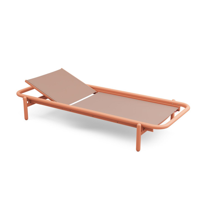Lit de repos d’extérieur Sunbun Terracotta / Stripe Orange Creme Fatboy®