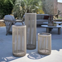 Lantèrne solaire Ø35 cm/ H 90 cm beige - Les Jardins