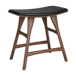 Tabouret Osso en teck brun - cuir noir Ethnicraft