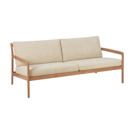 Canapé Jack en teck & tissu - couleur blanc sable L 180 Ethnicraft